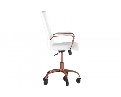 BLNK Camilia LeatherSoft Executive Swivel Office Chair with Arms and Transparent Roller Wheels - White