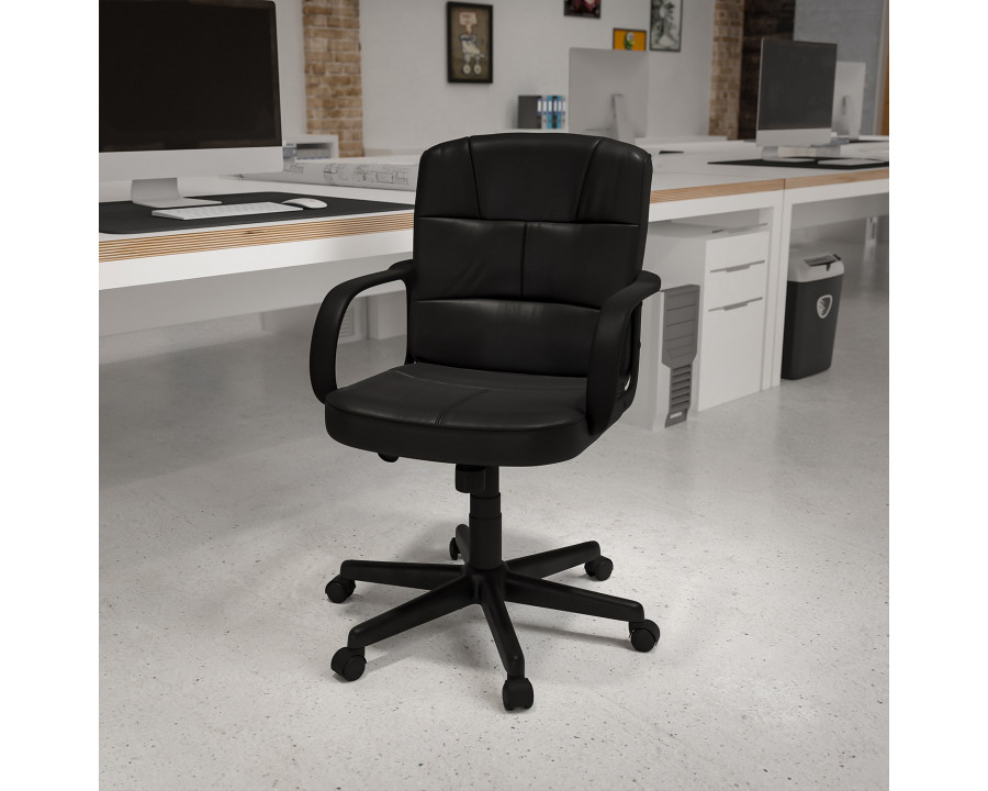 BLNK - Rider LeatherSoft Mid-Back Swivel Task Office Chair with Arms