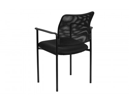 BLNK Jana Comfort Black Mesh Stackable Steel Side Chair - with Arms