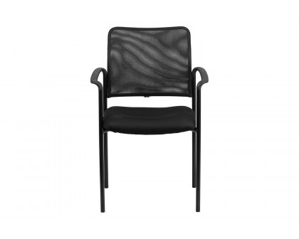 BLNK Jana Comfort Black Mesh Stackable Steel Side Chair - with Arms