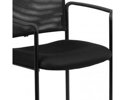 BLNK Jana Comfort Black Mesh Stackable Steel Side Chair - with Arms