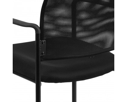 BLNK Jana Comfort Black Mesh Stackable Steel Side Chair - with Arms