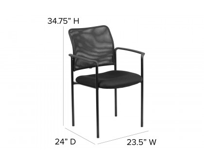 BLNK Jana Comfort Black Mesh Stackable Steel Side Chair - with Arms