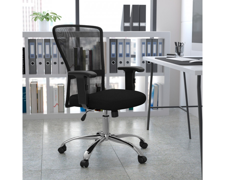 BLNK - Jasmine Mid-Back Mesh Contemporary Swivel Task Office Chair with Chrome Base and Adjustable Arms