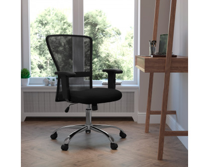 BLNK - Jasmine Mid-Back Mesh Contemporary Swivel Task Office Chair with Chrome Base and Adjustable Arms