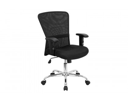 BLNK - Jasmine Mid-Back Mesh Contemporary Swivel Task Office Chair with Chrome Base and Adjustable Arms