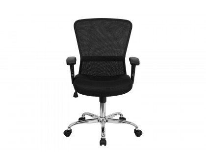 BLNK - Jasmine Mid-Back Mesh Contemporary Swivel Task Office Chair with Chrome Base and Adjustable Arms