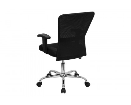 BLNK - Jasmine Mid-Back Mesh Contemporary Swivel Task Office Chair with Chrome Base and Adjustable Arms