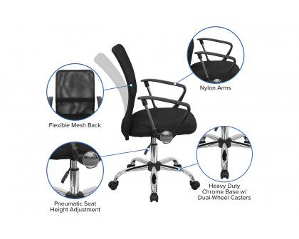 BLNK - Jenkins Mid-Back Mesh Swivel Task Office Chair with Lumbar Support Band and Arms