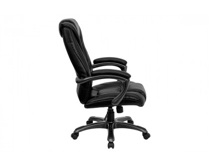 BLNK - Oma LeatherSoft High-Back Layered Upholstered Executive Swivel Ergonomic Office Chair with Smoke Base and Arms