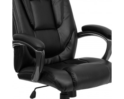 BLNK - Oma LeatherSoft High-Back Layered Upholstered Executive Swivel Ergonomic Office Chair with Smoke Base and Arms