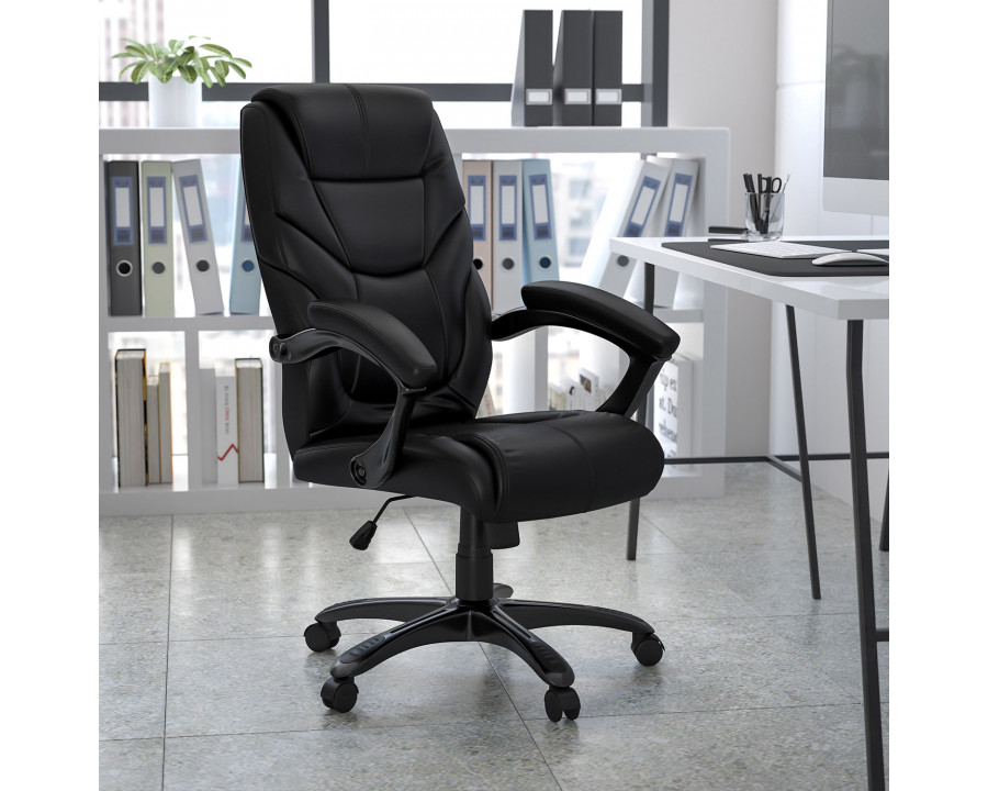 BLNK - Greer LeatherSoft High-Back Executive Swivel Ergonomic Office Chair with Arms