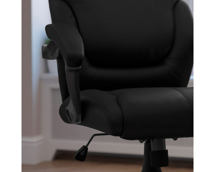 BLNK - Megan LeatherSoft Mid-Back Overstuffed Swivel Task Ergonomic Office Chair with Arms