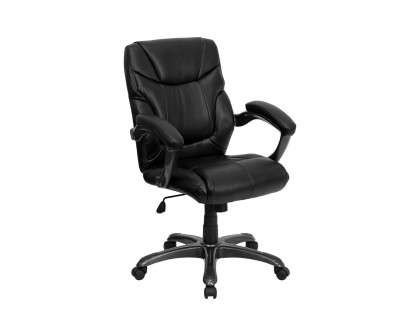 BLNK - Megan LeatherSoft Mid-Back Overstuffed Swivel Task Ergonomic Office Chair with Arms