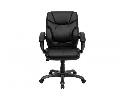 BLNK - Megan LeatherSoft Mid-Back Overstuffed Swivel Task Ergonomic Office Chair with Arms