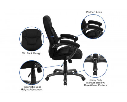 BLNK Jessie Microfiber High-Back Contemporary Executive Swivel Ergonomic Office Chair with Arms - Black