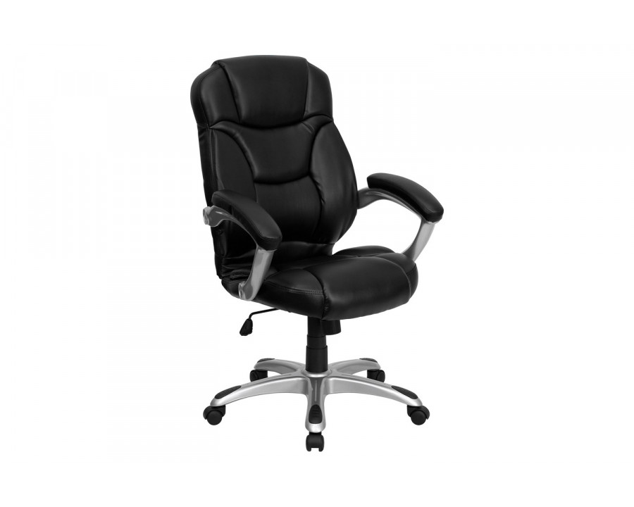 BLNK - Jessie LeatherSoft High-Back Contemporary Executive Swivel Ergonomic Office Chair with Silver Nylon Base and Arms