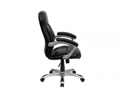 BLNK - Jessie LeatherSoft High-Back Contemporary Executive Swivel Ergonomic Office Chair with Silver Nylon Base and Arms