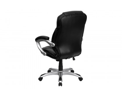 BLNK - Jessie LeatherSoft High-Back Contemporary Executive Swivel Ergonomic Office Chair with Silver Nylon Base and Arms