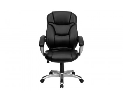 BLNK - Jessie LeatherSoft High-Back Contemporary Executive Swivel Ergonomic Office Chair with Silver Nylon Base and Arms