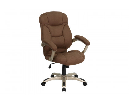 BLNK Jessie Microfiber High-Back Contemporary Executive Swivel Ergonomic Office Chair with Arms - Brown