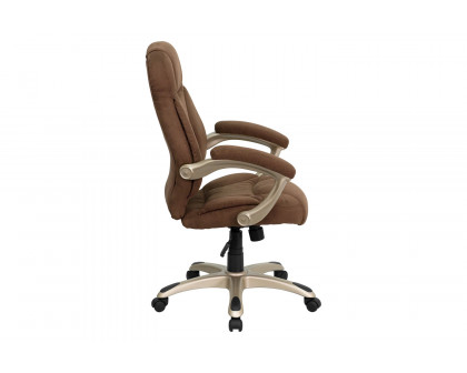 BLNK Jessie Microfiber High-Back Contemporary Executive Swivel Ergonomic Office Chair with Arms - Brown