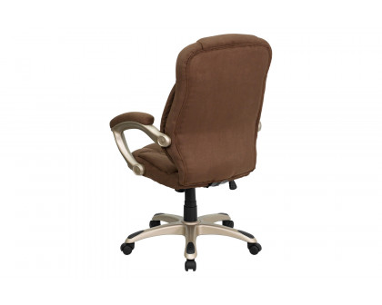 BLNK Jessie Microfiber High-Back Contemporary Executive Swivel Ergonomic Office Chair with Arms - Brown