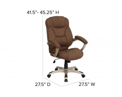 BLNK Jessie Microfiber High-Back Contemporary Executive Swivel Ergonomic Office Chair with Arms - Brown