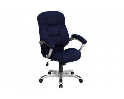 BLNK Jessie Microfiber High-Back Contemporary Executive Swivel Ergonomic Office Chair with Arms - Navy Blue