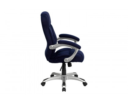 BLNK Jessie Microfiber High-Back Contemporary Executive Swivel Ergonomic Office Chair with Arms - Navy Blue