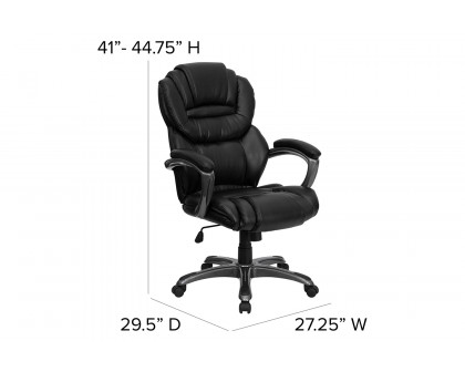 BLNK Stella LeatherSoft High-Back Executive Swivel Ergonomic Office Chair with Arms - Black