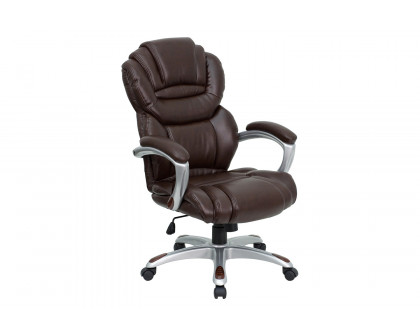 BLNK Stella LeatherSoft High-Back Executive Swivel Ergonomic Office Chair with Arms - Brown