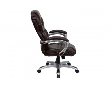 BLNK Stella LeatherSoft High-Back Executive Swivel Ergonomic Office Chair with Arms - Brown