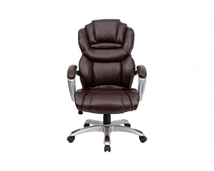 BLNK Stella LeatherSoft High-Back Executive Swivel Ergonomic Office Chair with Arms - Brown