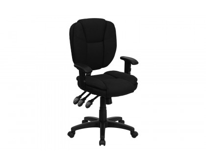 BLNK Caroline Fabric Multifunction Swivel Ergonomic Task Office Chair with Pillow Top Cushioning - Black, with Arms