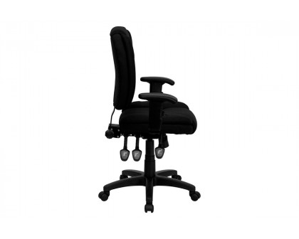 BLNK Caroline Fabric Multifunction Swivel Ergonomic Task Office Chair with Pillow Top Cushioning - Black, with Arms