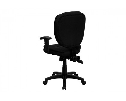 BLNK Caroline Fabric Multifunction Swivel Ergonomic Task Office Chair with Pillow Top Cushioning - Black, with Arms