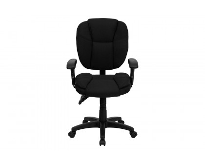 BLNK Caroline Fabric Multifunction Swivel Ergonomic Task Office Chair with Pillow Top Cushioning - Black, with Arms