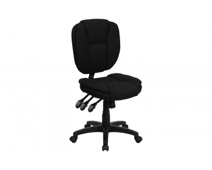 BLNK Caroline Fabric Multifunction Swivel Ergonomic Task Office Chair with Pillow Top Cushioning - Black