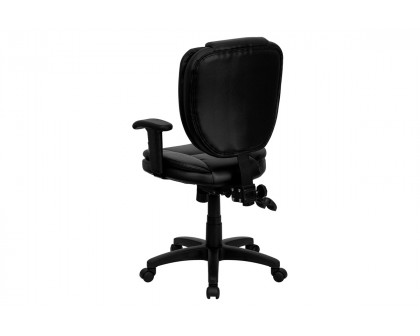 BLNK Caroline LeatherSoft Multifunction Swivel Ergonomic Task Office Chair with Pillow Top Cushioning - Black, with Arms