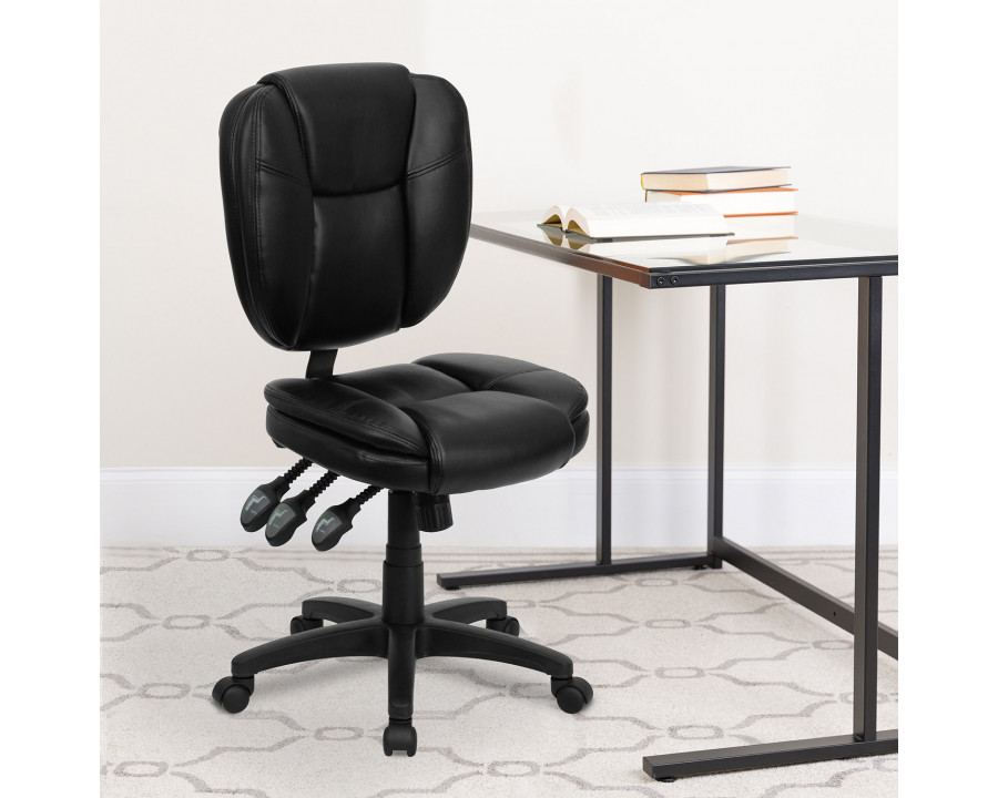 BLNK Caroline LeatherSoft Multifunction Swivel Ergonomic Task Office Chair with Pillow Top Cushioning - Black