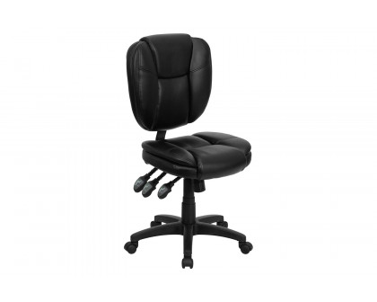 BLNK Caroline LeatherSoft Multifunction Swivel Ergonomic Task Office Chair with Pillow Top Cushioning - Black