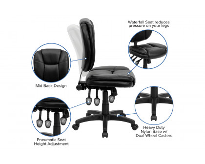 BLNK Caroline LeatherSoft Multifunction Swivel Ergonomic Task Office Chair with Pillow Top Cushioning - Black