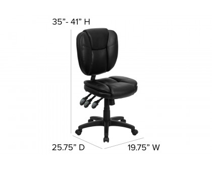 BLNK Caroline LeatherSoft Multifunction Swivel Ergonomic Task Office Chair with Pillow Top Cushioning - Black