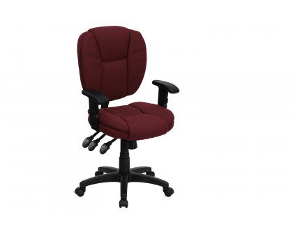 BLNK Caroline Fabric Multifunction Swivel Ergonomic Task Office Chair with Pillow Top Cushioning - Burgundy, with Arms