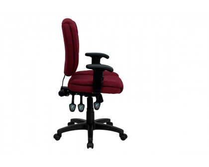 BLNK Caroline Fabric Multifunction Swivel Ergonomic Task Office Chair with Pillow Top Cushioning - Burgundy, with Arms