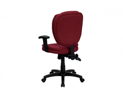 BLNK Caroline Fabric Multifunction Swivel Ergonomic Task Office Chair with Pillow Top Cushioning - Burgundy, with Arms