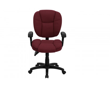 BLNK Caroline Fabric Multifunction Swivel Ergonomic Task Office Chair with Pillow Top Cushioning - Burgundy, with Arms