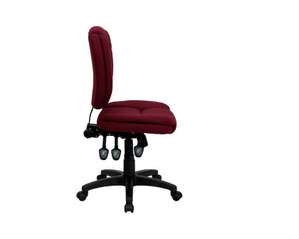 BLNK Caroline Fabric Multifunction Swivel Ergonomic Task Office Chair with Pillow Top Cushioning - Burgundy