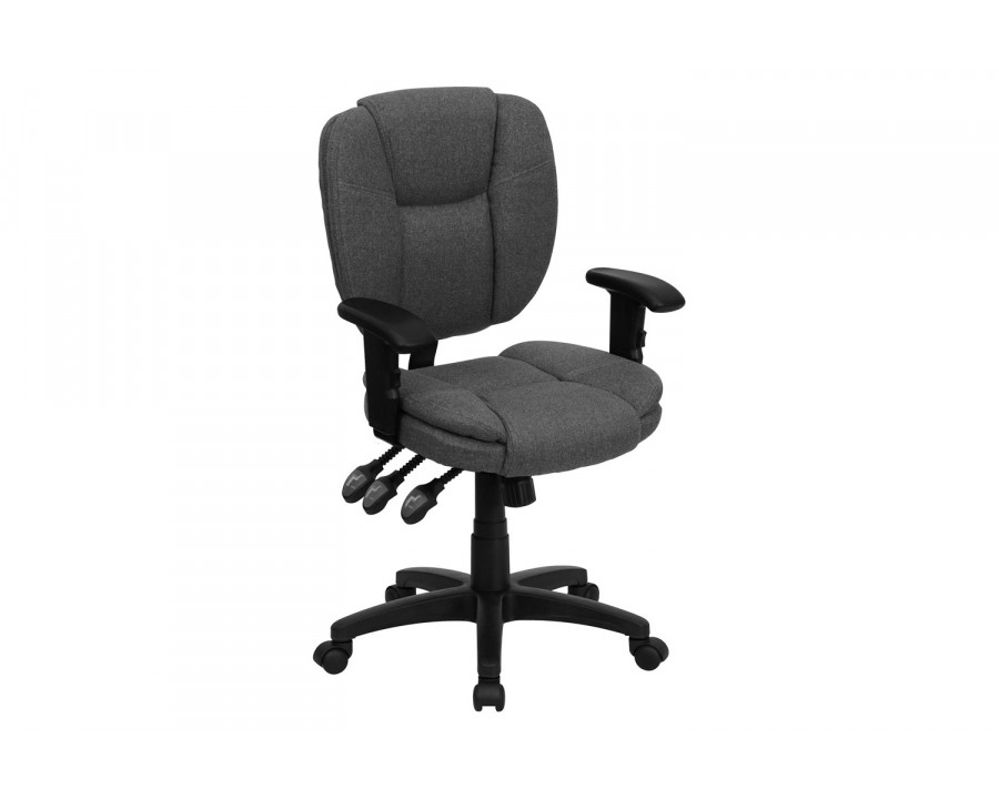 BLNK Caroline Fabric Multifunction Swivel Ergonomic Task Office Chair with Pillow Top Cushioning - Gray, with Arms